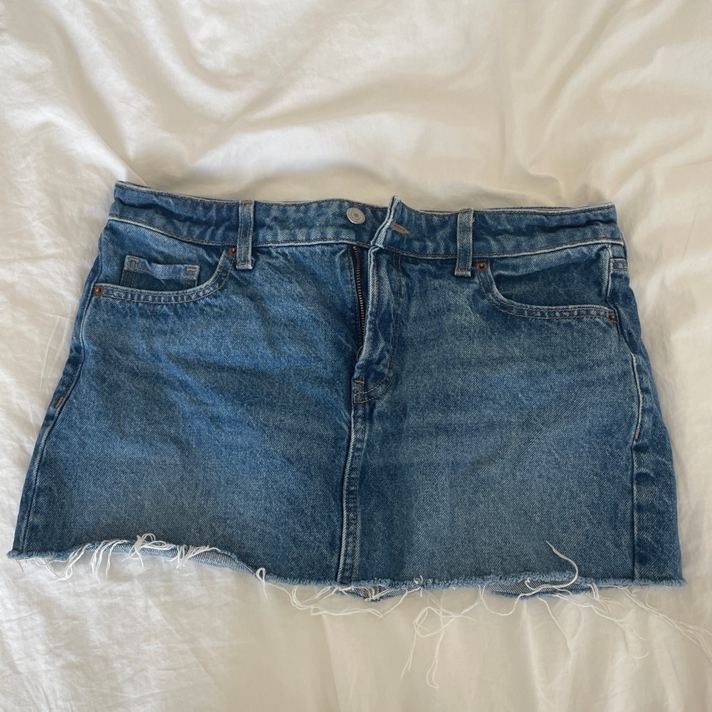 Old Navy Blue Mini Skirt Casual Frayed Hem